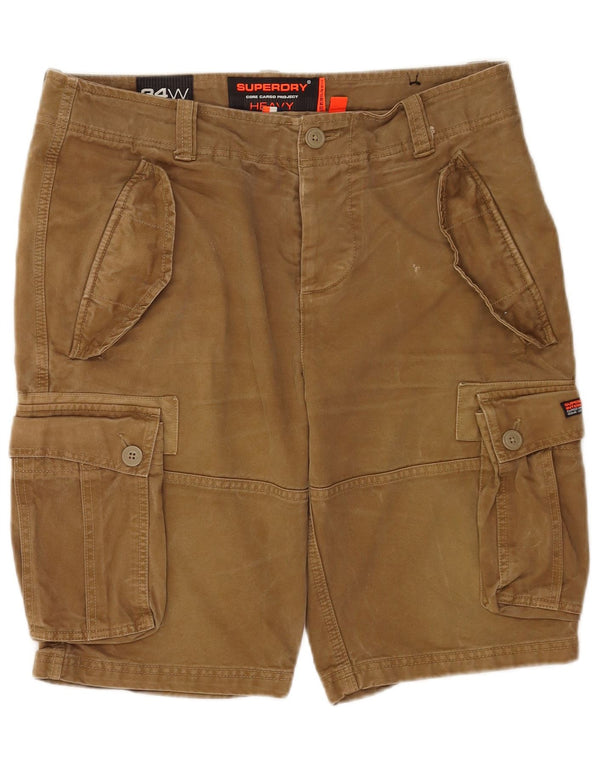 Superdry Mens Cargo Shorts W34 Large Beige Cotton