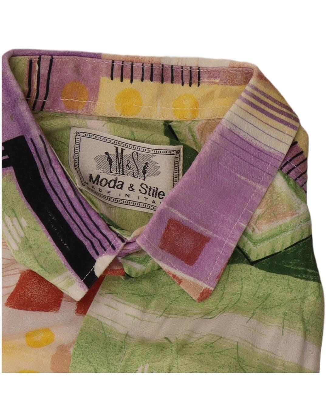 VINTAGE Mens Short Sleeve Shirt Medium Multicoloured Patchwork