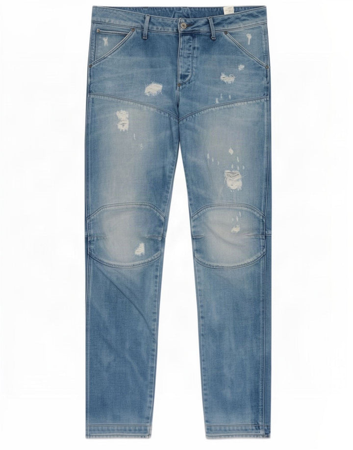 G-Star Mens Distressed Slim Jeans W34 L36 Blue Cotton