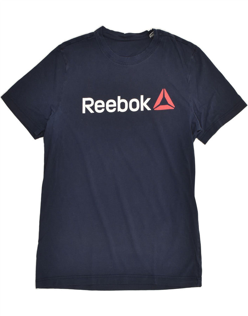 REEBOK Mens Graphic T-Shirt Top Small Navy Blue | Vintage Reebok | Thrift | Second-Hand Reebok | Used Clothing | Messina Hembry 