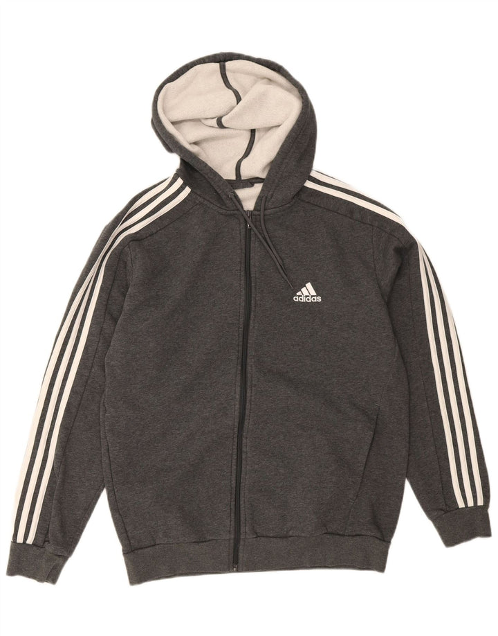 ADIDAS Mens Zip Hoodie Sweater Large Grey