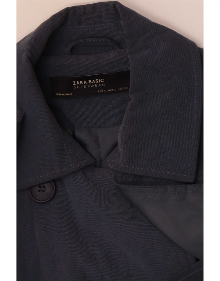 Zara Womens 3/4 Sleeve Oversized Trench Coat UK 10 Small Grey