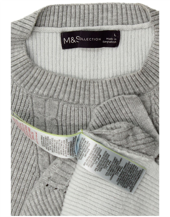 Marks & Spencer Womens Crew Neck Jumper Sweater UK 16 Large Grey