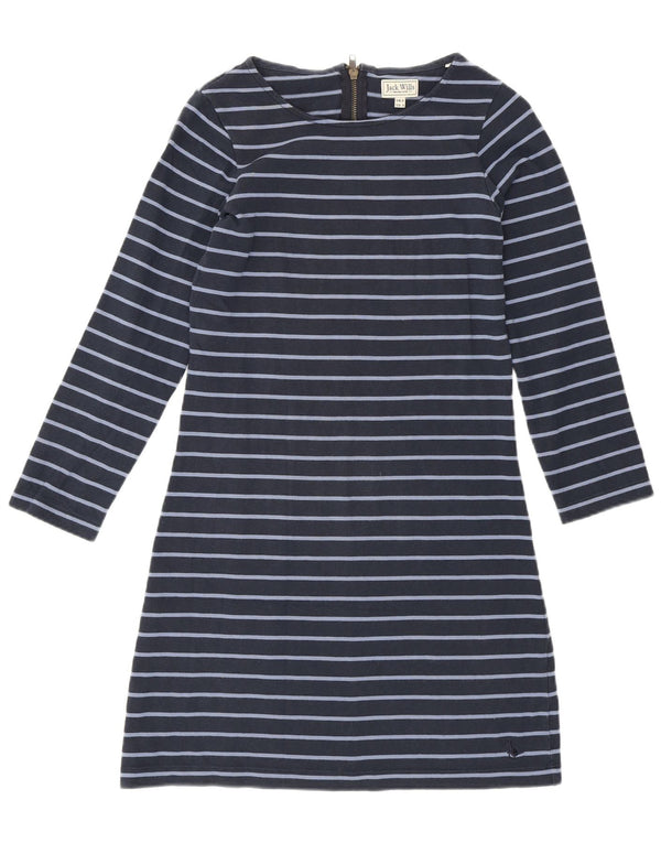 Jack Wills Womens Long Sleeve T-Shirt Dress UK 8 Small Navy Blue Striped