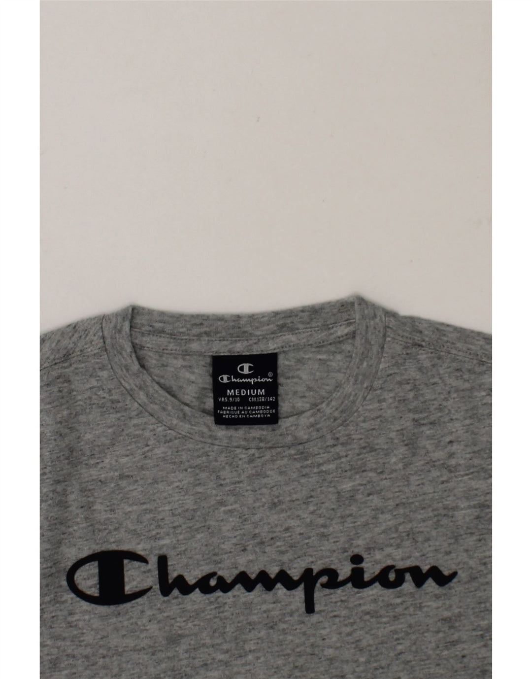 CHAMPION Boys Graphic Top Long Sleeve 9-10 Years Medium  Grey Cotton Vintage Champion and Second-Hand Champion from Messina Hembry 