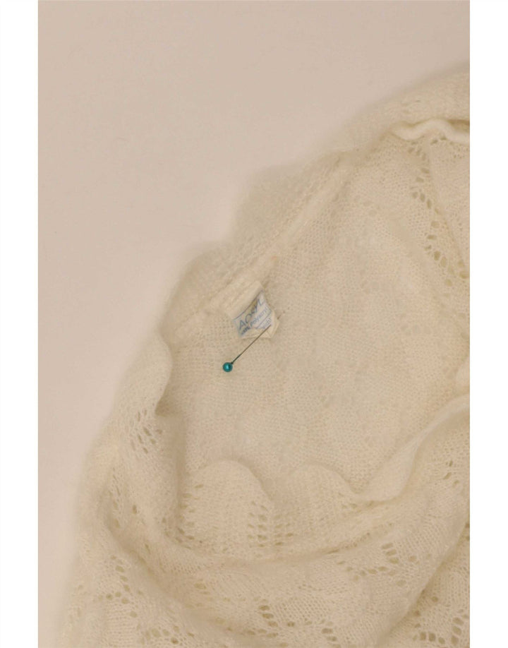 Vintage Womens Cardigan Sweater UK 16 Large Off White Polyacrylic