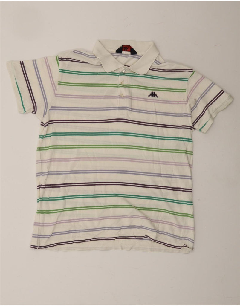KAPPA Mens Polo Shirt Large Multicoloured Striped Cotton Vintage Kappa and Second-Hand Kappa from Messina Hembry 