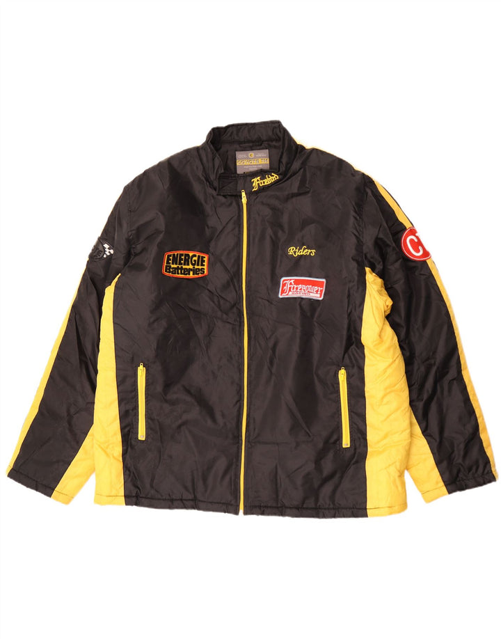Vintage Mens Graphic Windbreaker Jacket IT 56/58 3XL Black Colourblock