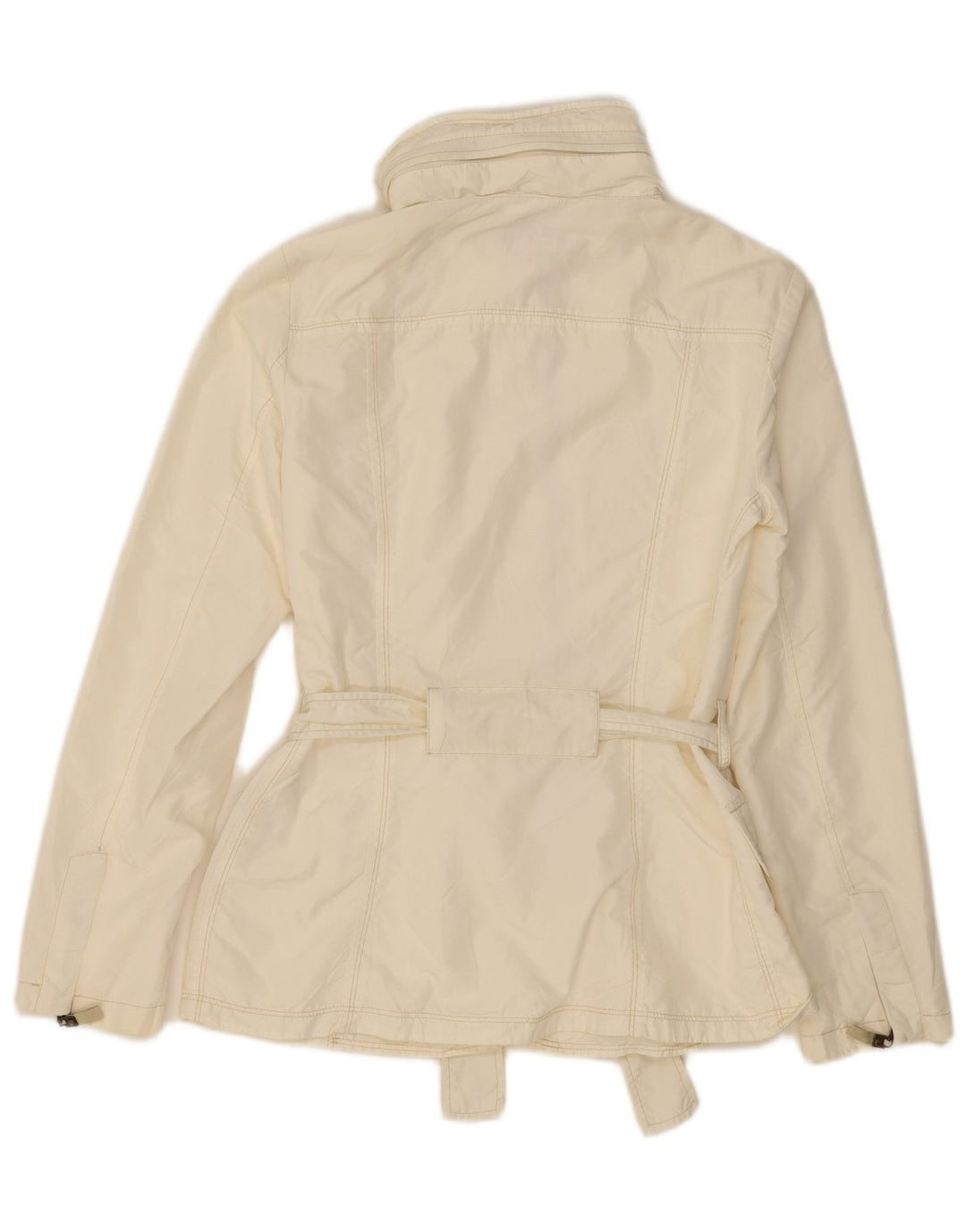 Zara Womens Hooded Utility Jacket UK 10 Small Off White Nylon