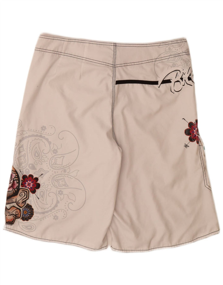 Billabong Mens Graphic Swimming Shorts Large White Floral Polyester