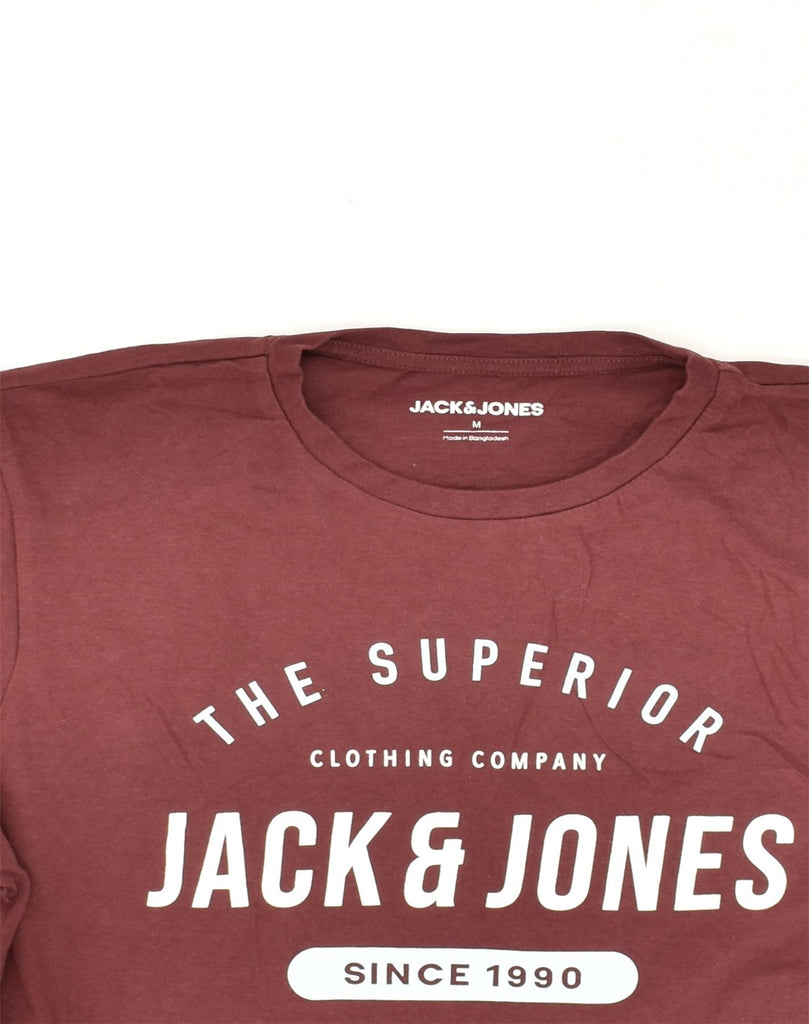 JACK & JONES Mens Graphic T-Shirt Top Medium Maroon Cotton | Vintage Jack & Jones | Thrift | Second-Hand Jack & Jones | Used Clothing | Messina Hembry 