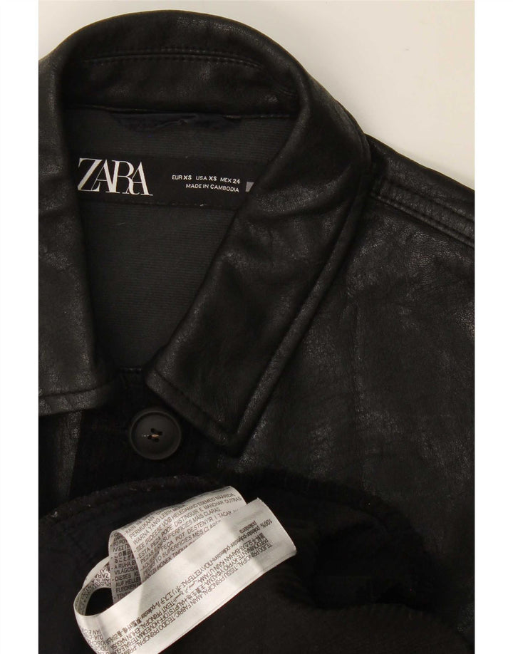 Zara Womens Oversized Shirt UK 6 XS Black Polyester