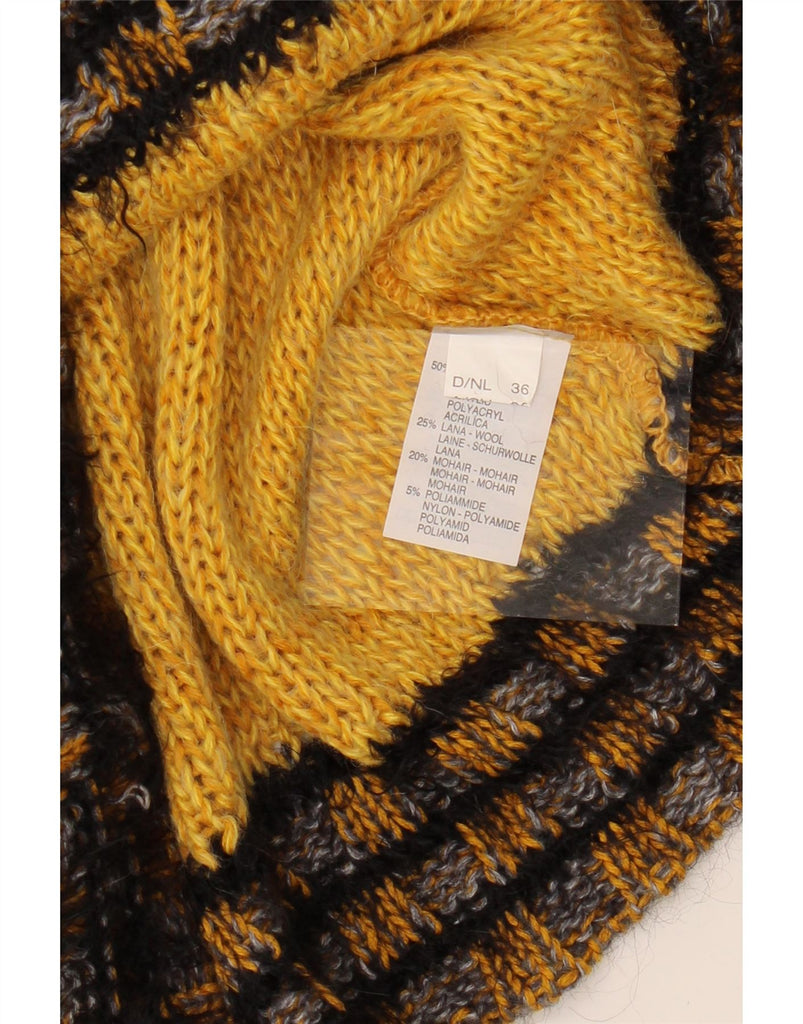 VINTAGE Womens Roll Neck Jumper Sweater EU 36 Small Yellow Striped Vintage Vintage and Second-Hand Vintage from Messina Hembry 