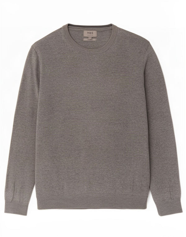Marks & Spencer Mens Boat Neck Jumper Sweater Large Grey Cotton