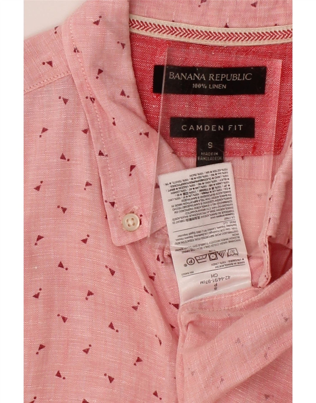 BANANA REPUBLIC Mens Camden Fit Abstract Pattern Shirt Small Pink Vintage Banana Republic and Second-Hand Banana Republic from Messina Hembry 