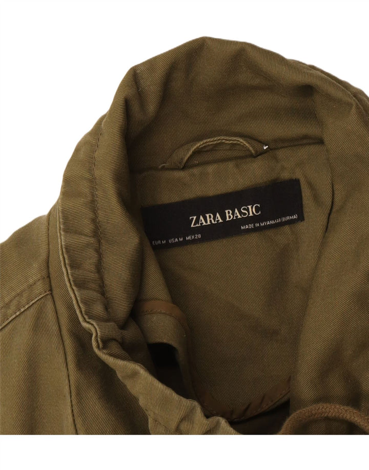 Zara Womens Crop Oversized Bomber Jacket UK 14 Medium Khaki