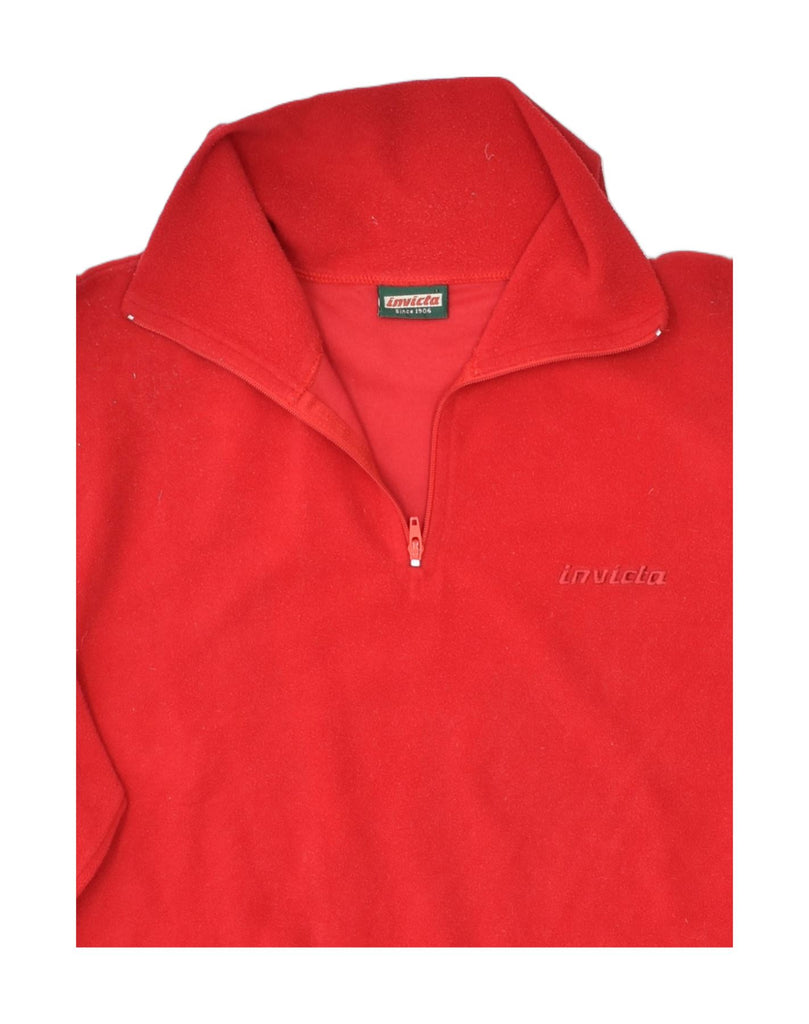 INVICTA Womens Zip Neck Fleece Jumper UK 12 Medium Red Polyester | Vintage Invicta | Thrift | Second-Hand Invicta | Used Clothing | Messina Hembry 