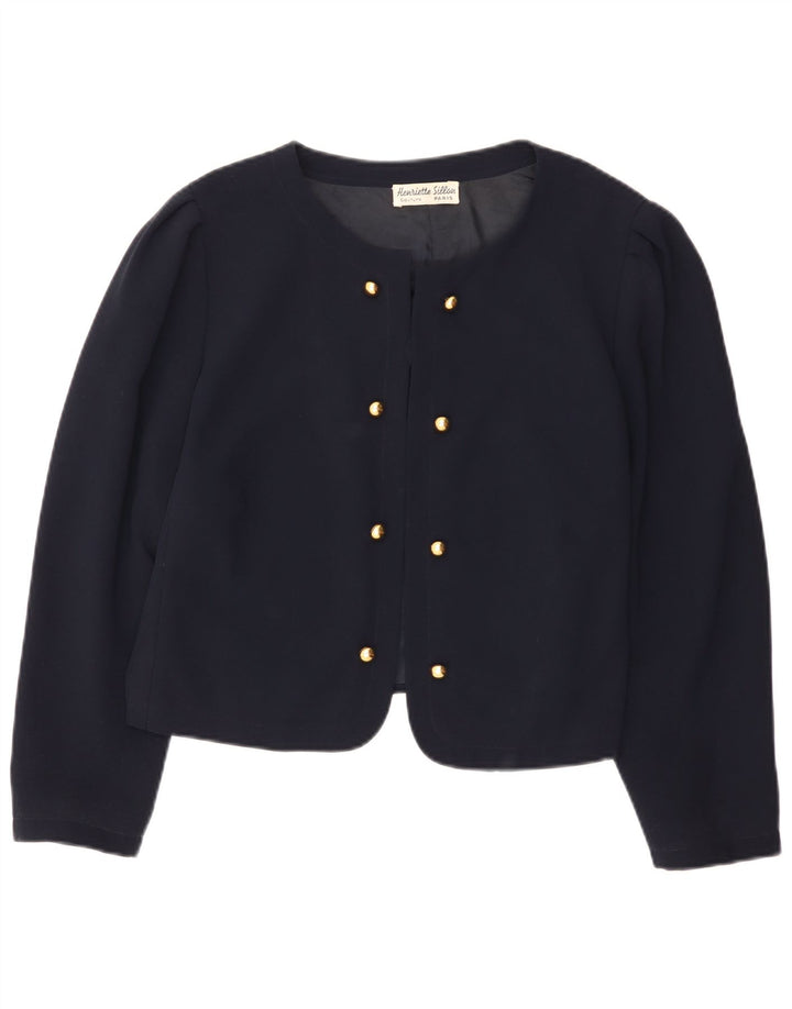 Vintage Womens Open Bolero Jacket UK 18 XL Navy Blue Polyester