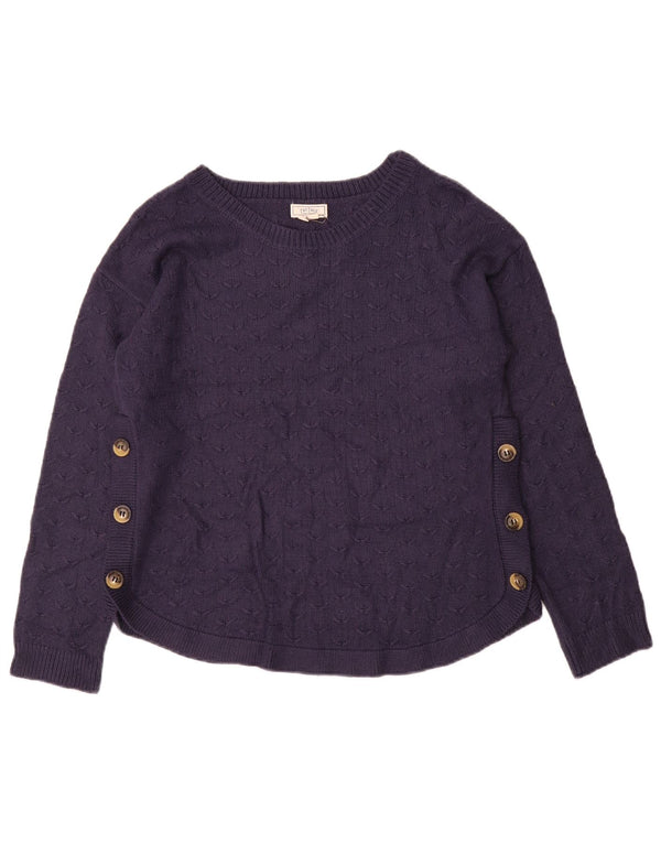 Fat Face Womens Boat Neck Jumper Sweater UK 8 Small Navy Blue Viscose