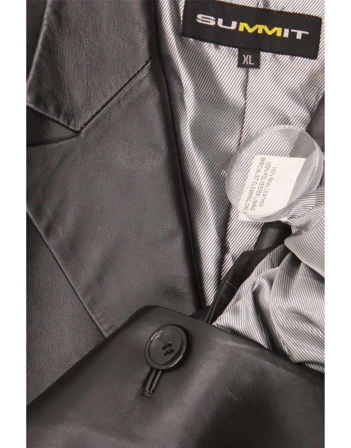 SUMMIT Womens Leather Coat UK 18 XL Black Leather Vintage Summit and Second-Hand Summit from Messina Hembry 