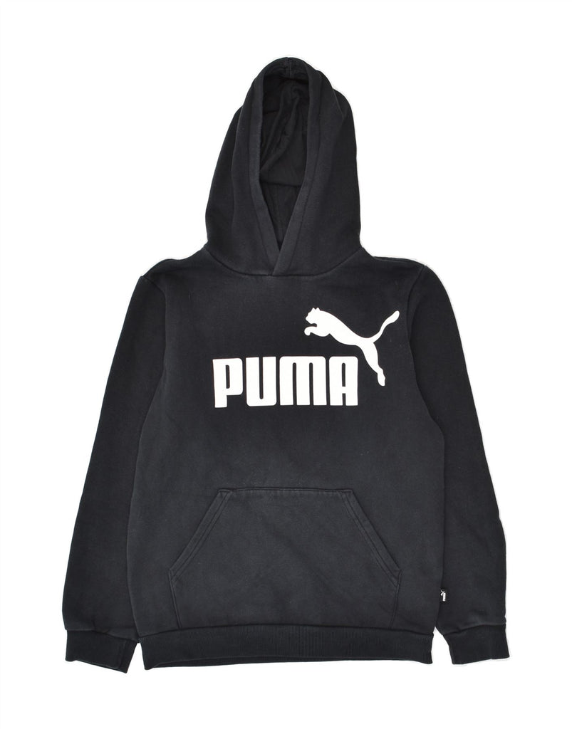 PUMA Boys Graphic Hoodie Jumper 13-14 Years Black Cotton | Vintage Puma | Thrift | Second-Hand Puma | Used Clothing | Messina Hembry 