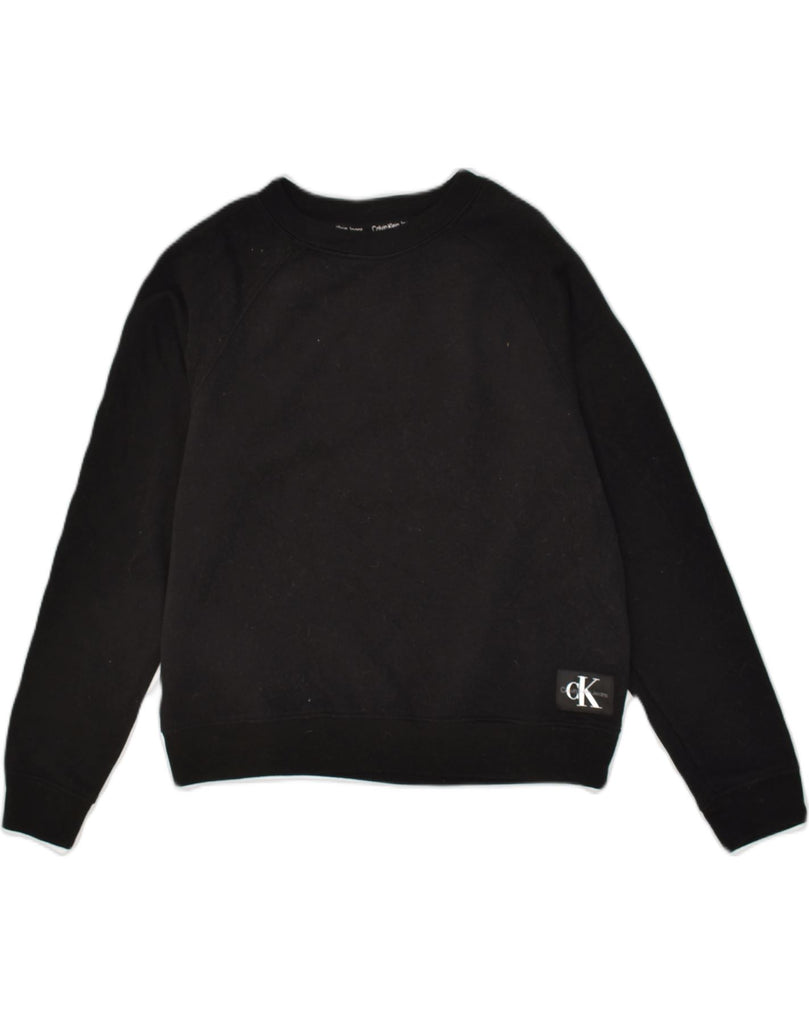 CALVIN KLEIN Womens Sweatshirt Jumper UK 14 Medium Black Cotton | Vintage Calvin Klein | Thrift | Second-Hand Calvin Klein | Used Clothing | Messina Hembry 