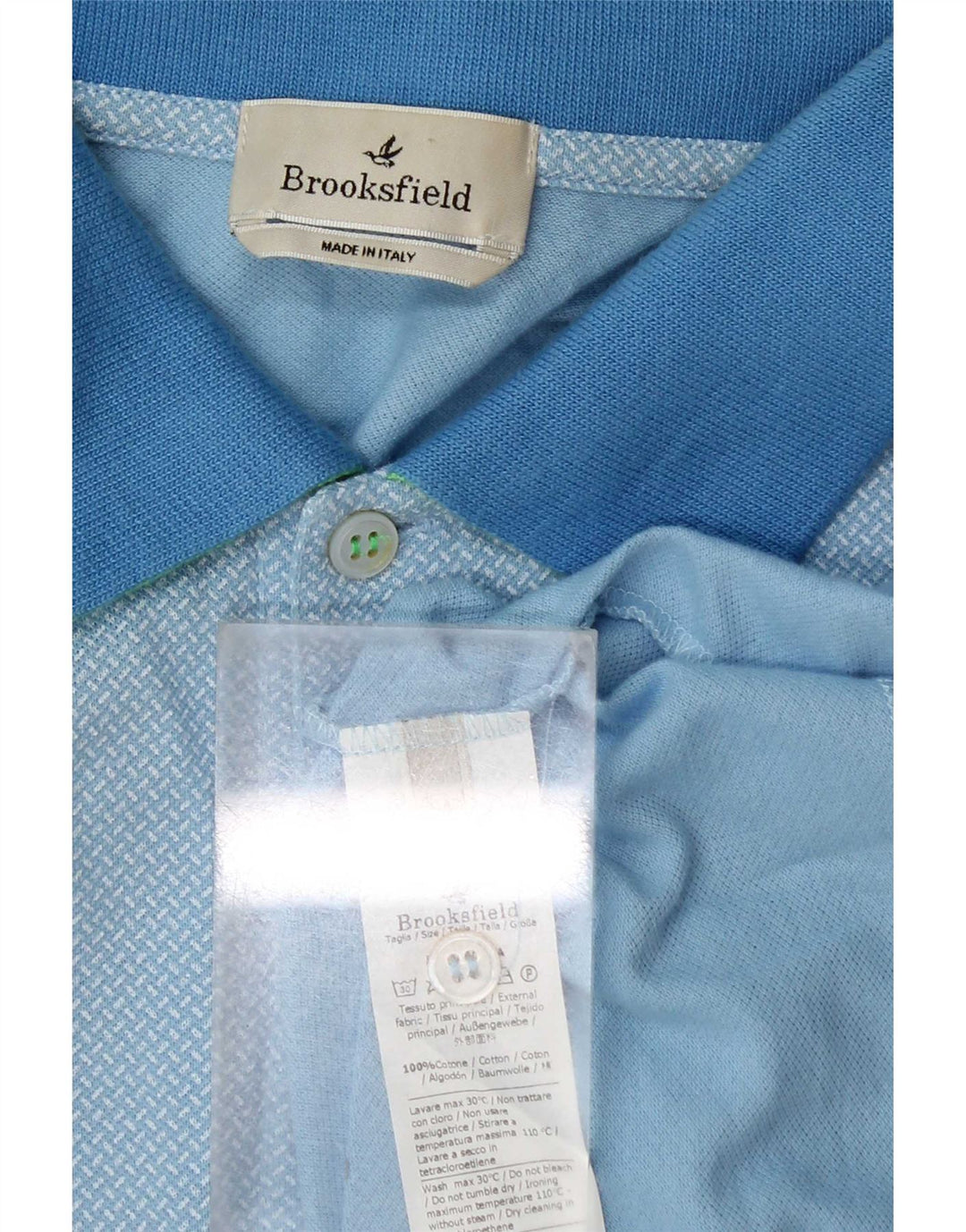 Brooksfield Mens Polo Shirt IT 54 XL Blue Cotton
