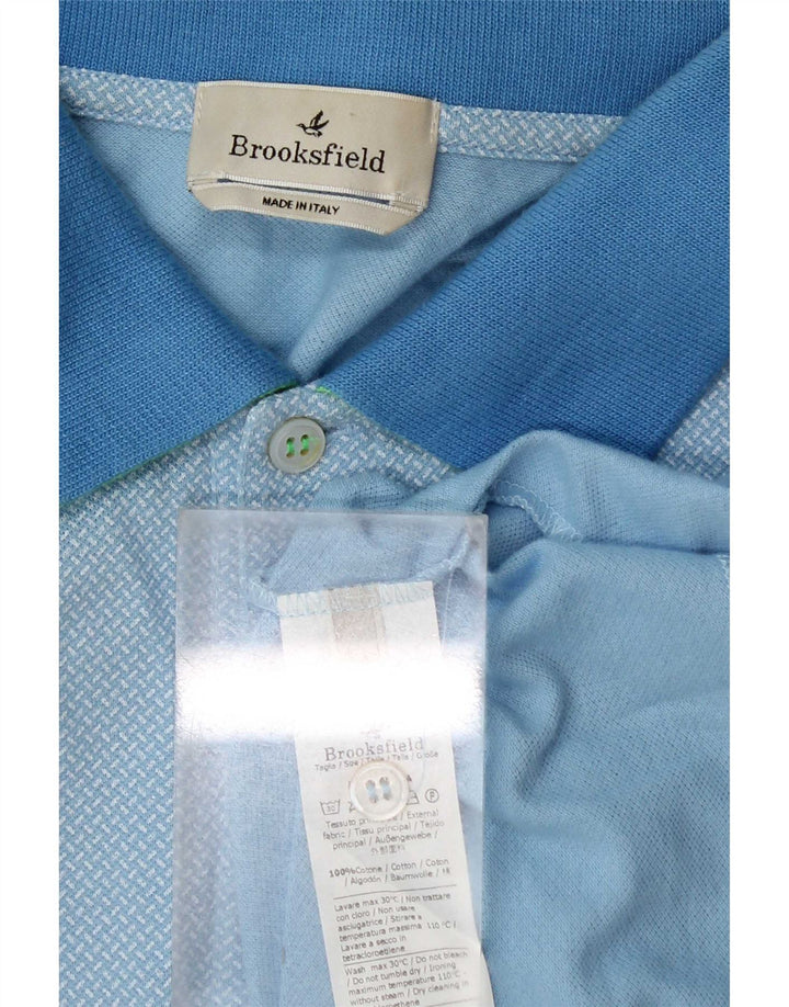 Brooksfield Mens Polo Shirt IT 54 XL Blue Cotton