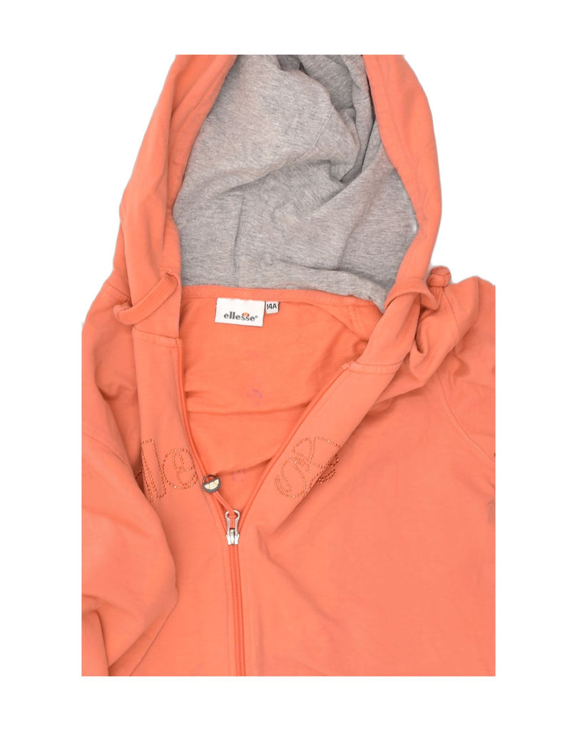 ELLESSE Girls Graphic Zip Hoodie Sweater 13-14 Years Orange Cotton | Vintage Ellesse | Thrift | Second-Hand Ellesse | Used Clothing | Messina Hembry 