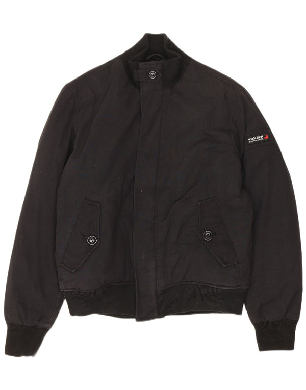 Woolrich Mens Bomber Windbreaker Jacket UK 36 Small Black Polyester