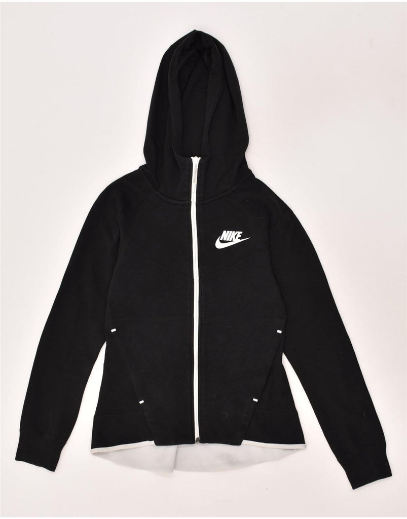 NIKE Womens Zip Hoodie Sweater UK 6 XS Black Cotton | Vintage Nike | Thrift | Second-Hand Nike | Used Clothing | Messina Hembry 