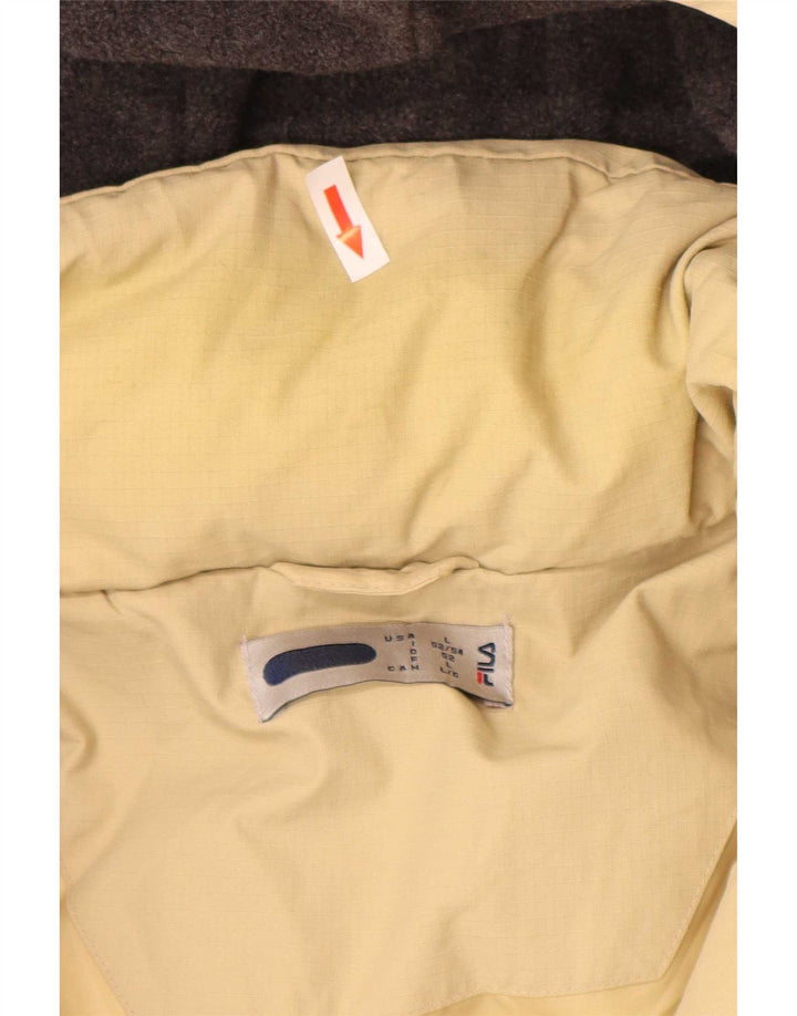 Fila Mens Hooded Padded Coat UK 40 Large Beige Polyamide