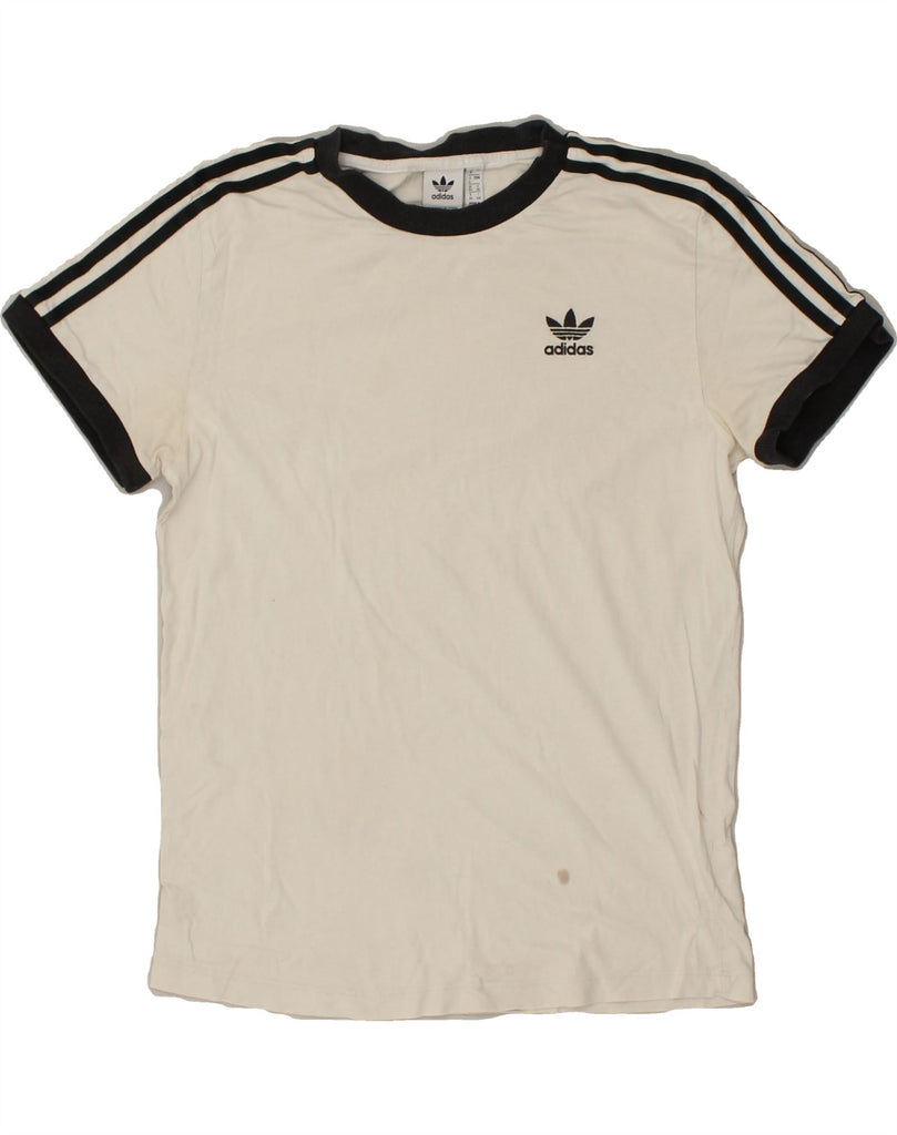 ADIDAS Womens T-Shirt Top UK 8 Small  White Cotton Vintage Adidas and Second-Hand Adidas from Messina Hembry 