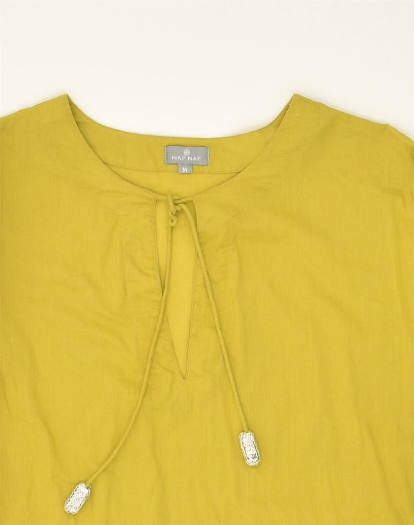 NAF NAF Womens 3/4 Sleeve Blouse Top UK 14 Medium Yellow Cotton | Vintage Naf Naf | Thrift | Second-Hand Naf Naf | Used Clothing | Messina Hembry 