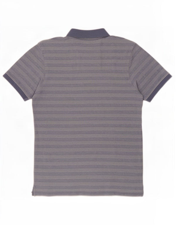 Lyle & Scott Mens Polo Shirt XL Blue Striped Cotton