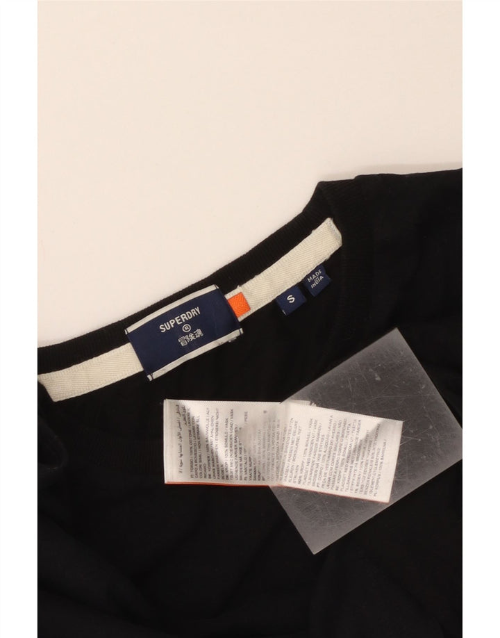 Superdry Mens Top Long Sleeve Small Black Cotton