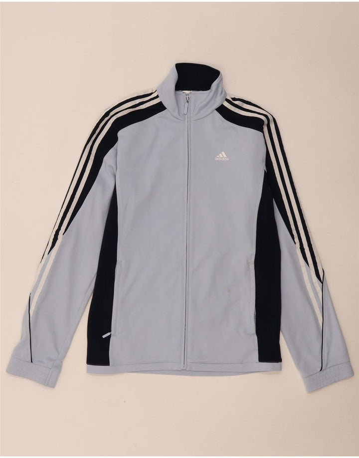Adidas Womens Tracksuit Top Jacket UK 14 Medium Blue Colourblock Polyester