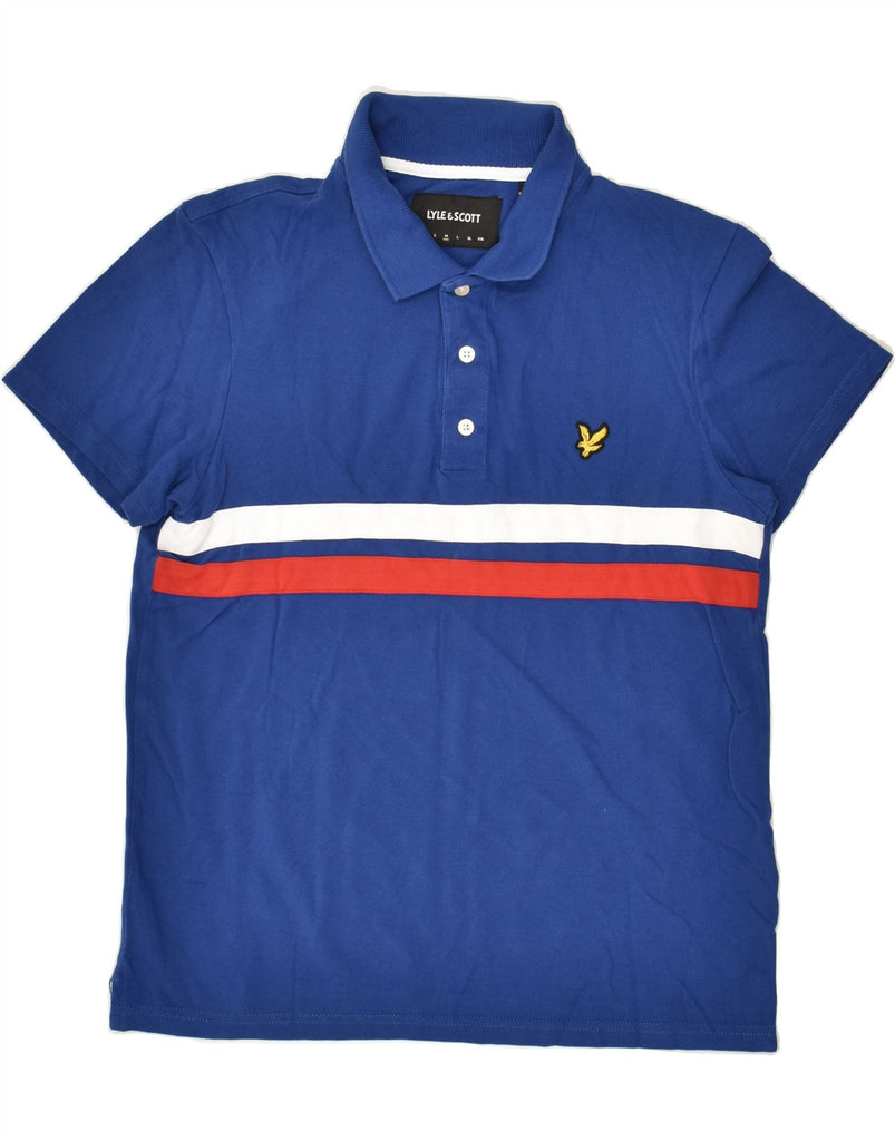 LYLE & SCOTT Mens Polo Shirt Medium Blue Cotton | Vintage Lyle & Scott | Thrift | Second-Hand Lyle & Scott | Used Clothing | Messina Hembry 