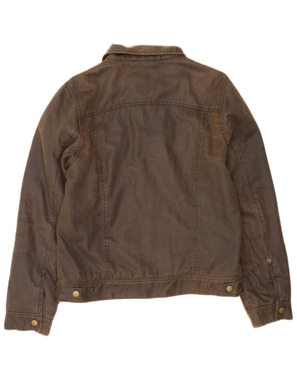 Obey Mens Waxed Cotton Jacket UK 38 Medium Brown Cotton