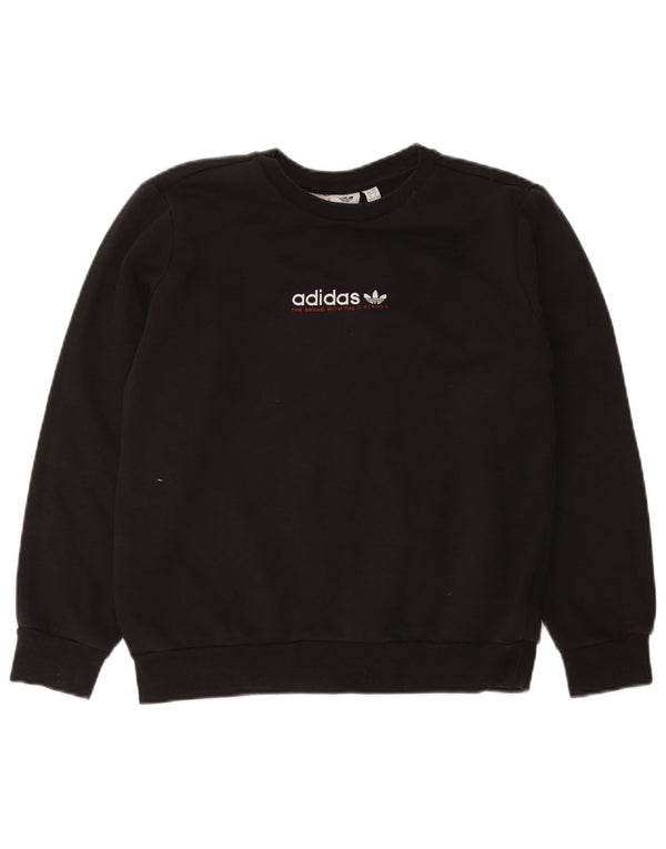 Adidas Boys Graphic Sweatshirt Jumper 13-14 Years Black Cotton