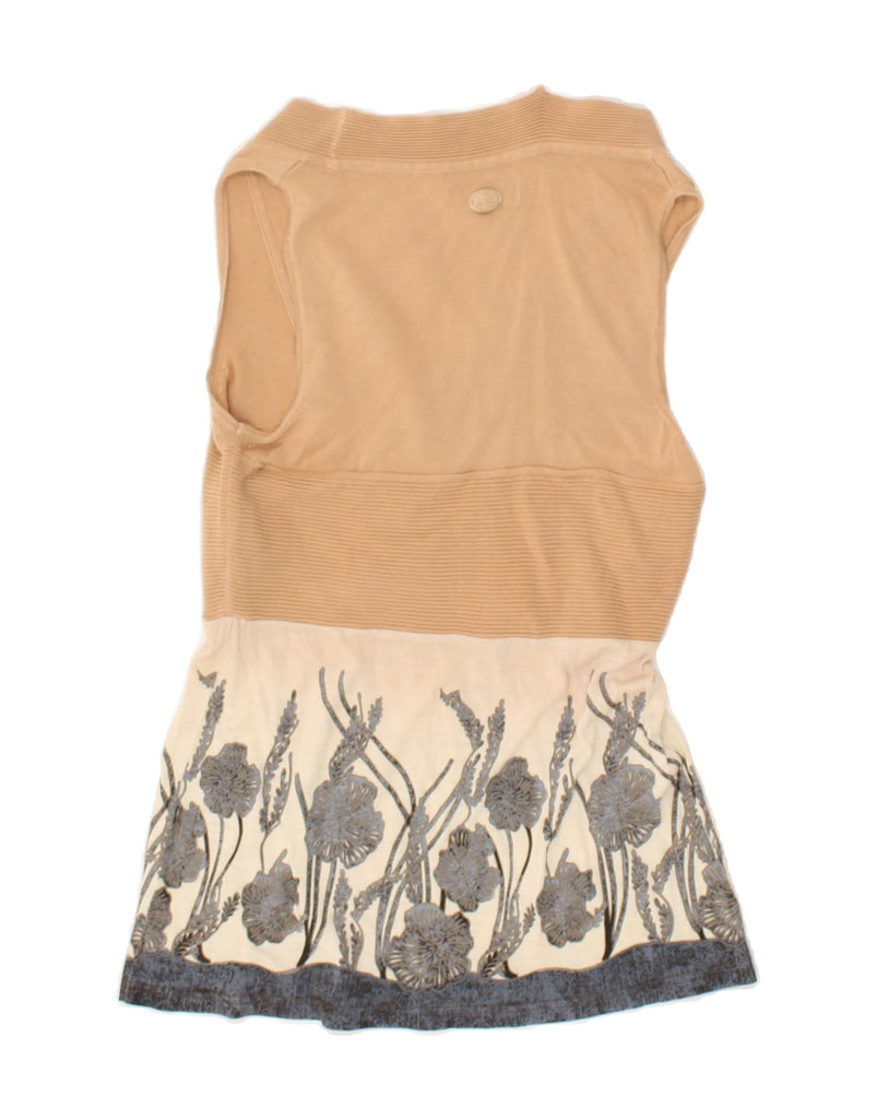 MARLBORO CLASSICS Womens Sleeveless Blouse Top UK 10 Small Beige Floral | Vintage Marlboro Classics | Thrift | Second-Hand Marlboro Classics | Used Clothing | Messina Hembry 