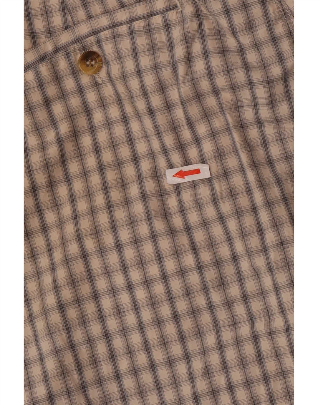 Marks & Spencer Mens Chino Shorts W34 Large Beige Check Cotton