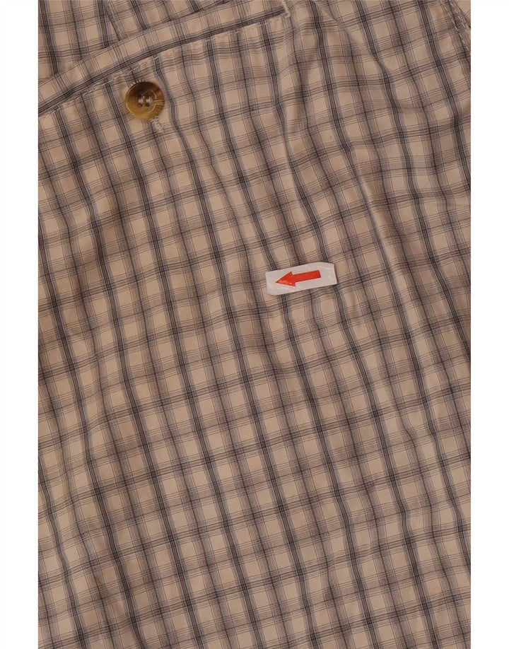 Marks & Spencer Mens Chino Shorts W34 Large Beige Check Cotton
