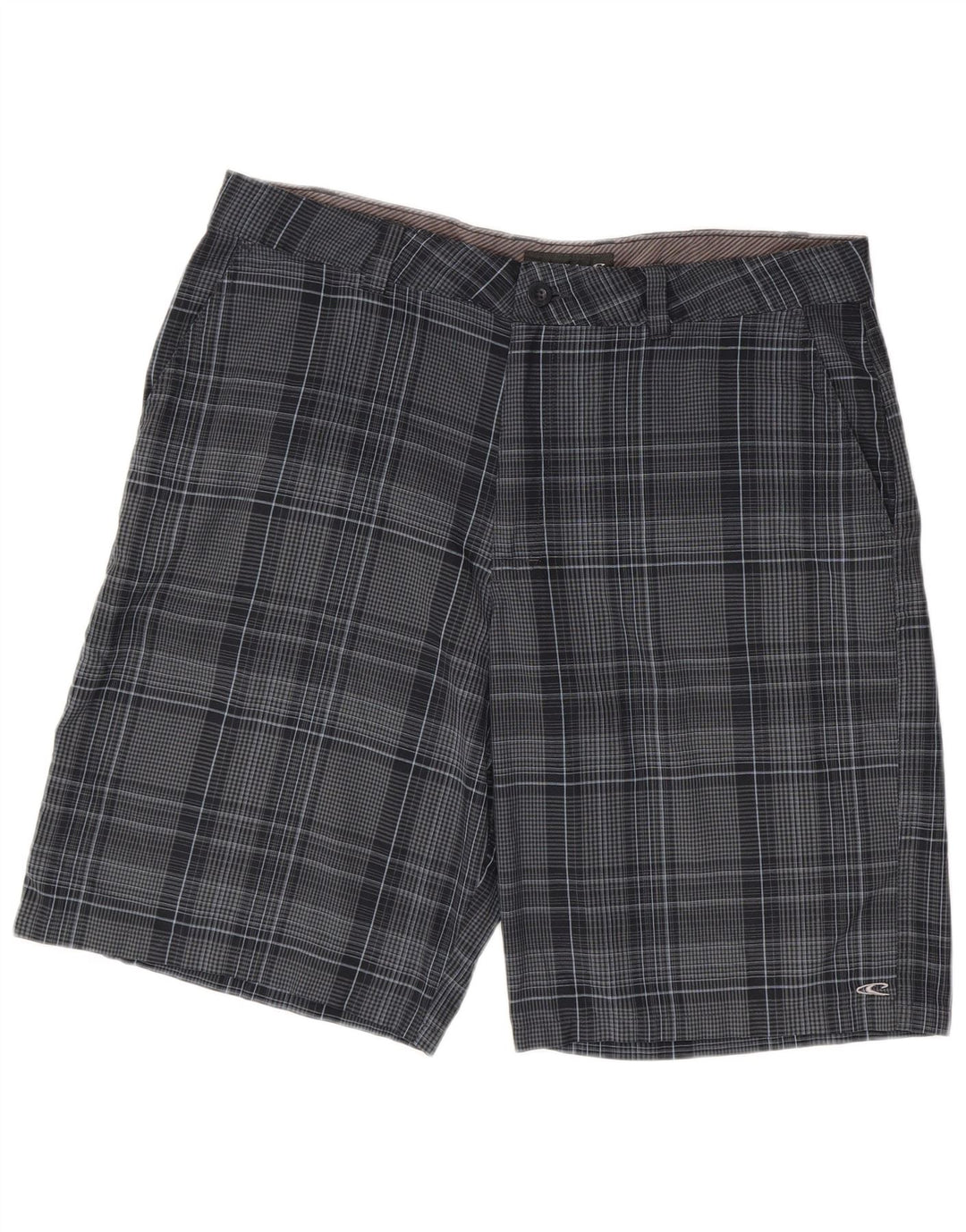 O'Neill Mens Chino Shorts W38 XL Navy Blue Plaid Polyester