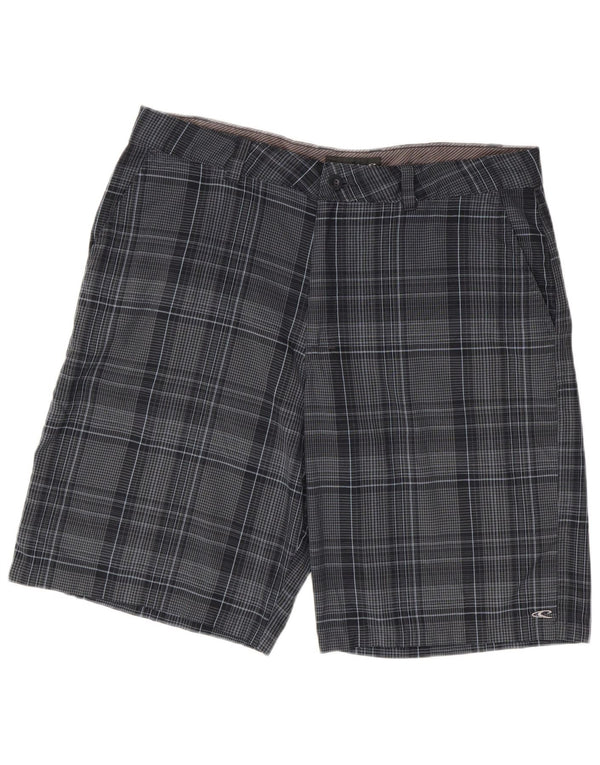 O'Neill Mens Chino Shorts W38 XL Navy Blue Plaid Polyester