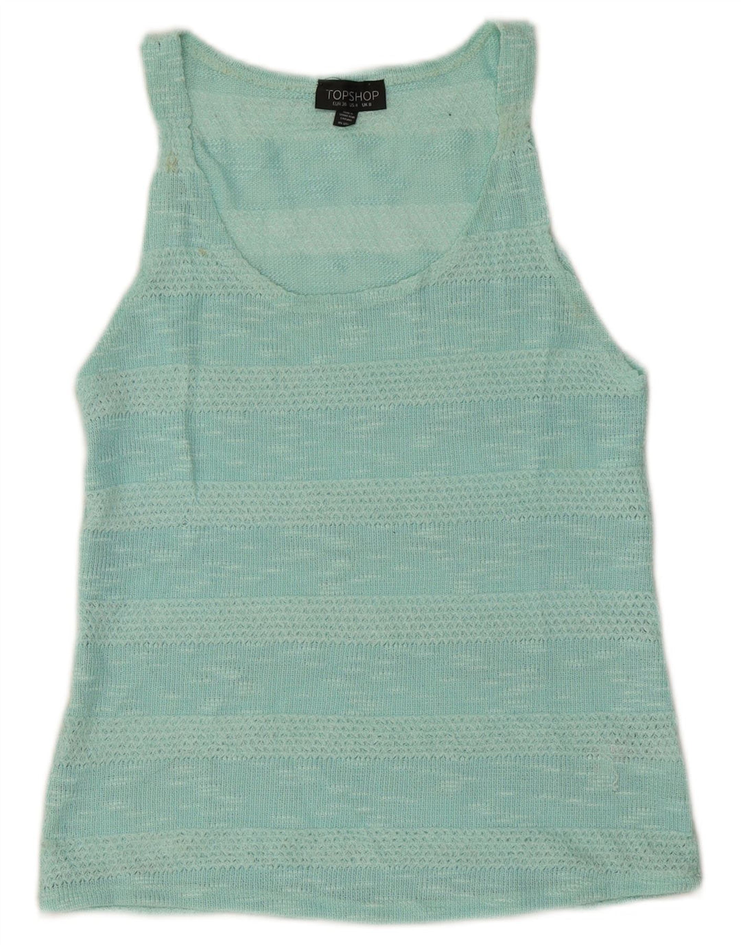 Topshop Womens Vest Top UK 8 Small  Turquoise Striped Polyester