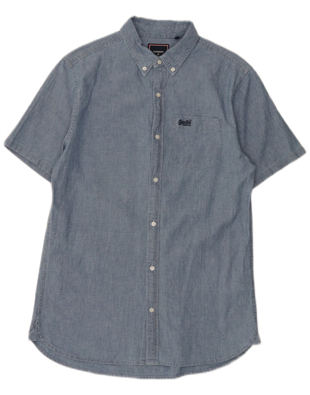 Superdry Mens Short Sleeve Shirt Small Blue Cotton
