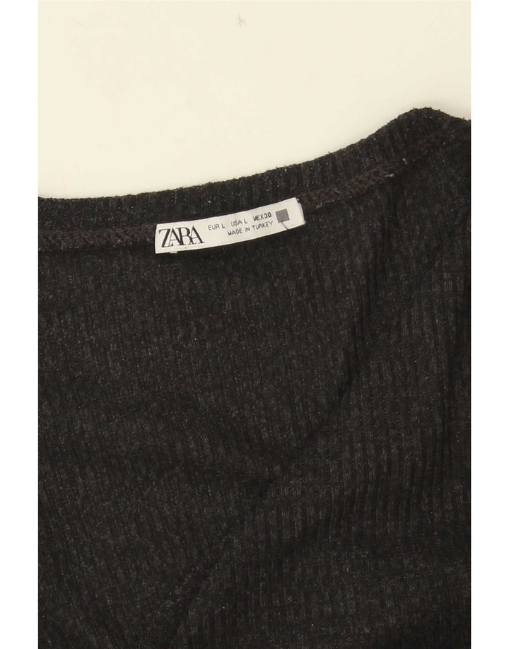 Zara Womens T-Shirt Top UK 14 Large Black