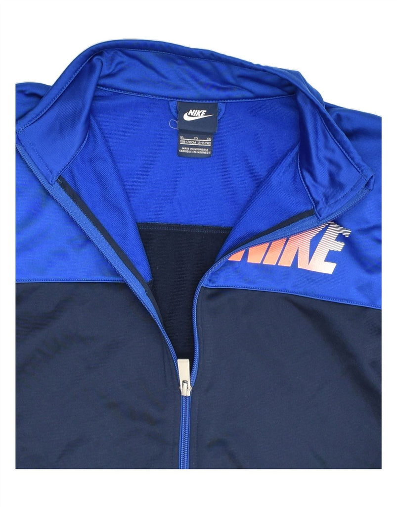 NIKE Boys Tracksuit Top Jacket 13-14 Years XL Navy Blue Colourblock | Vintage Nike | Thrift | Second-Hand Nike | Used Clothing | Messina Hembry 