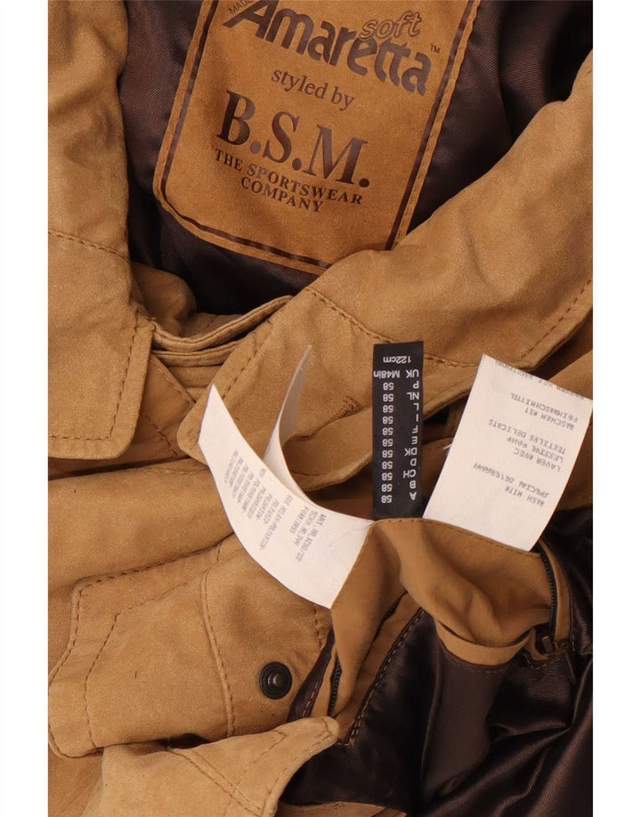 B.S.M Mens Overcoat UK 48 4XL Beige Nylon